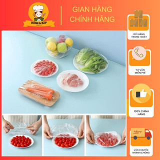 Màng bọc thực phẩm co giãn siêu dai có chun hình túi gấu set 100 chiếc, set 100 màng bọc thực phẩm gấu