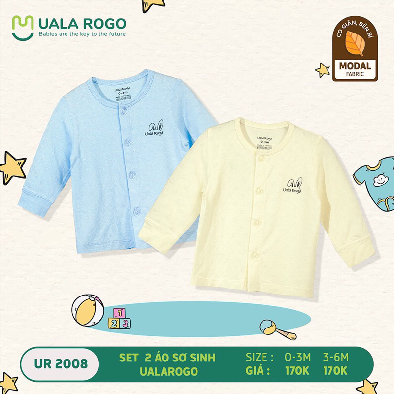 Uala Rogo - Set bộ / Set 2 áo / 2 quần dài cho bé trai, bé gái từ sơ sinh đến 6 tháng