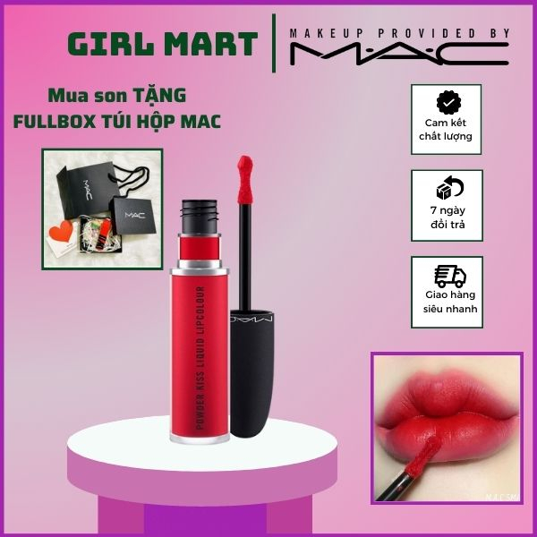 [ SON AUTH ] Kem Mac  Màu 987 M-A-Csmash - Tone Đỏ Tươi