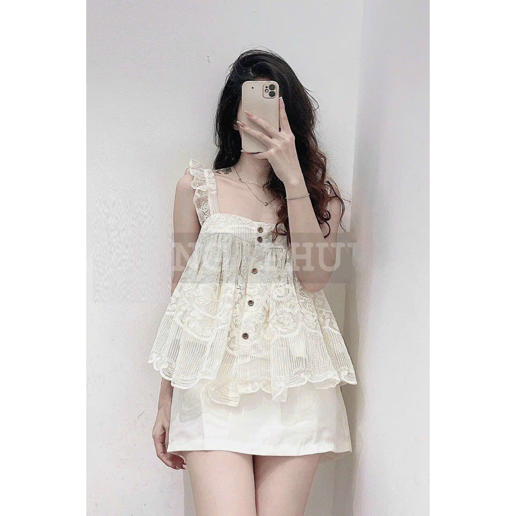 SET Áo BBD 2s ren cao cấp kèm Chân Váy nude NÀNG CLOSET