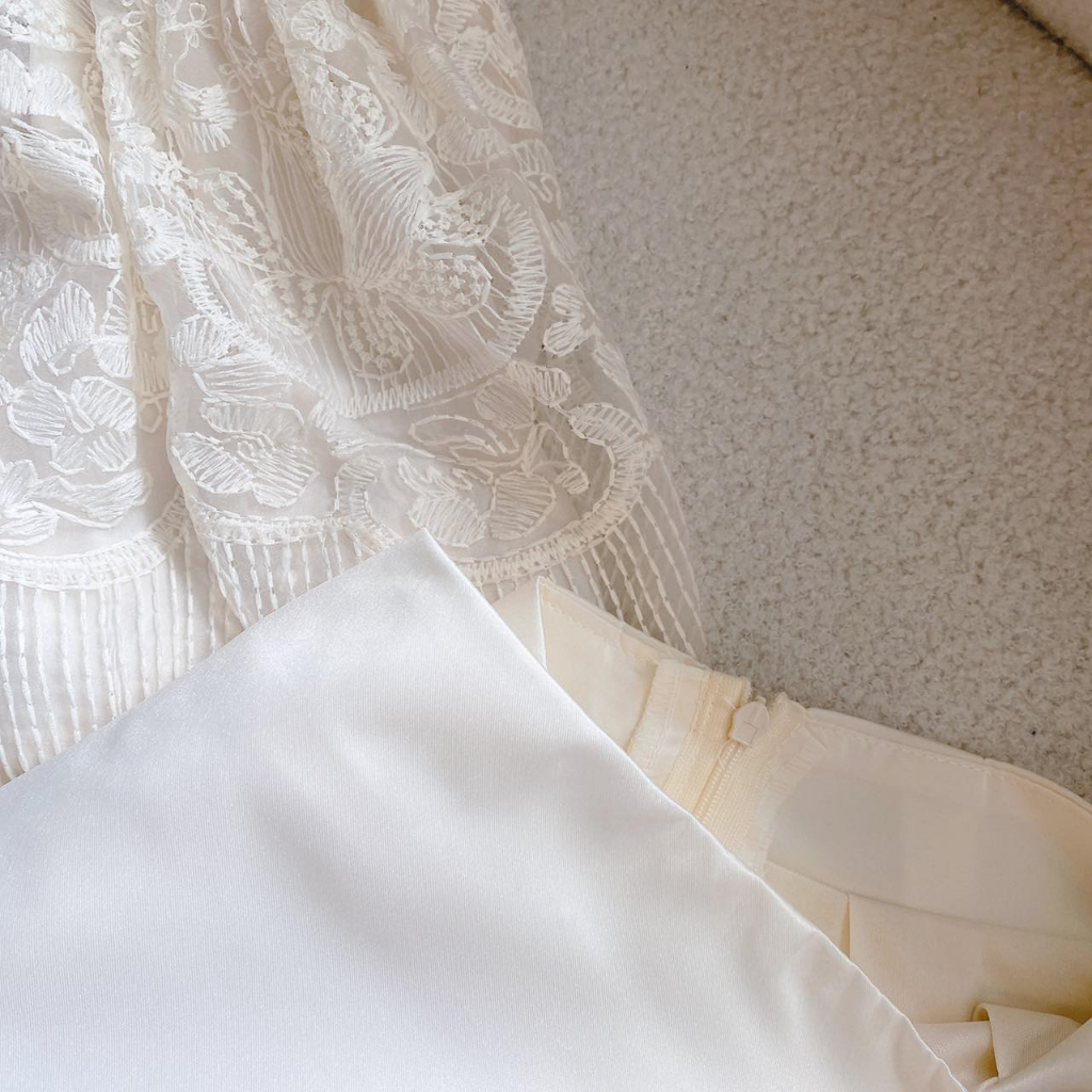 SET Áo BBD 2s ren cao cấp kèm Chân Váy nude NÀNG CLOSET