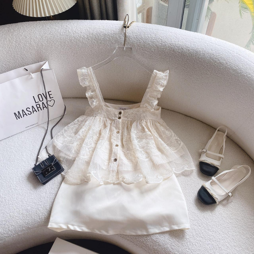 SET Áo BBD 2s ren cao cấp kèm Chân Váy nude NÀNG CLOSET