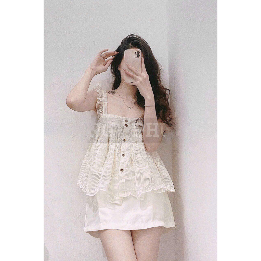 SET Áo BBD 2s ren cao cấp kèm Chân Váy nude NÀNG CLOSET