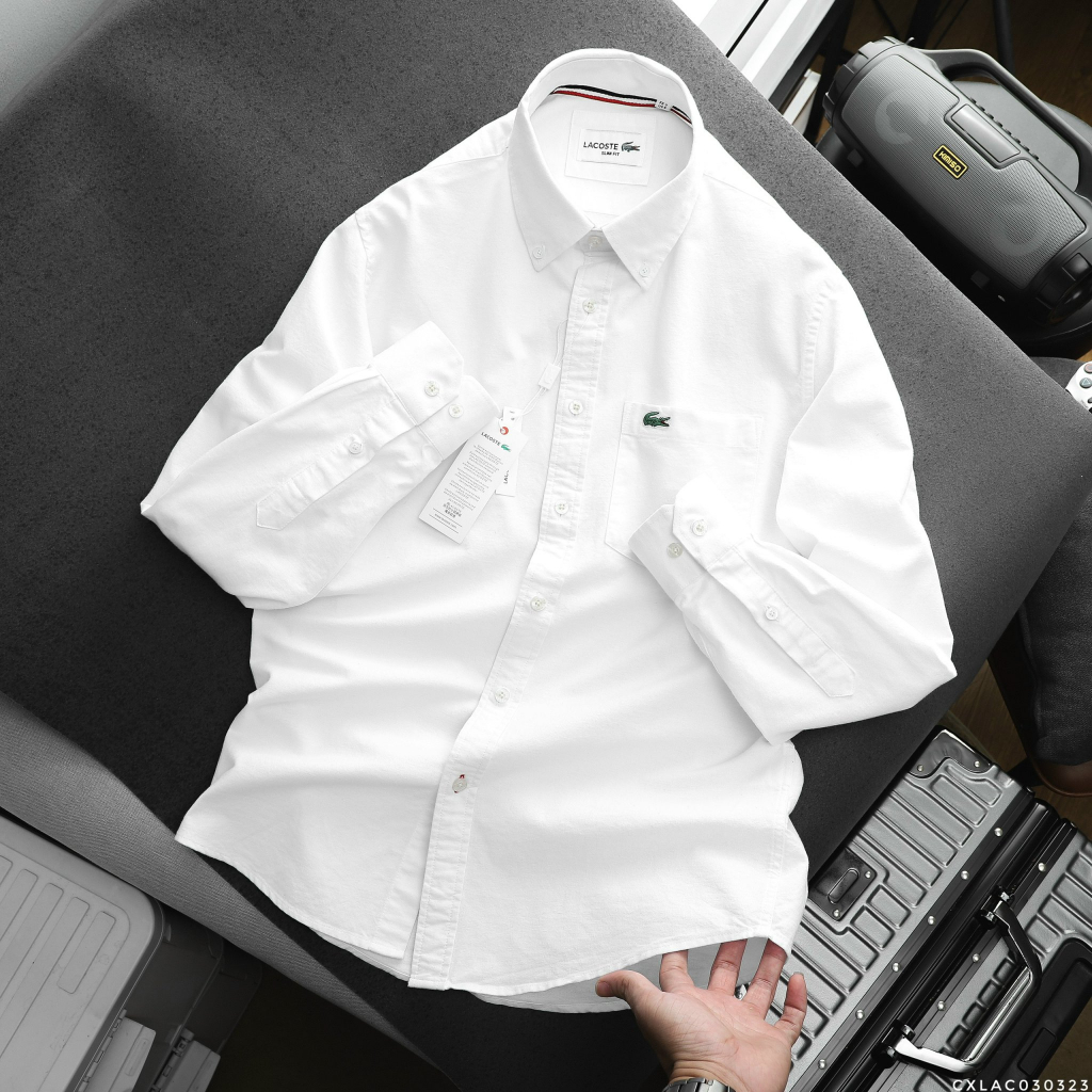 Áo Sơ Mi Nam Tay Dài LACOSTE TÚI Form SlimFit cổ cài khuy vải chính phẩm OXFORD CHỐNG NHĂN CAO CẤP 4 màu Hàng Xuất Xịn