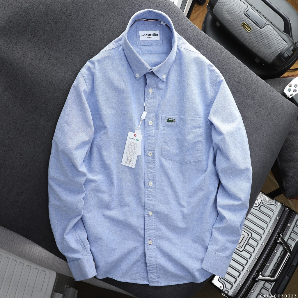 Áo Sơ Mi Nam Tay Dài LACOSTE TÚI Form SlimFit cổ cài khuy vải chính phẩm OXFORD CHỐNG NHĂN CAO CẤP 4 màu Hàng Xuất Xịn