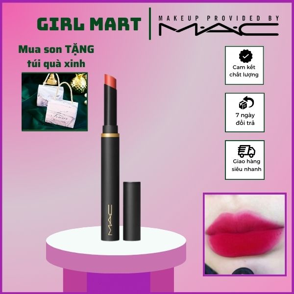 Son Mac Chính Hãng Powder Kiss Velvet Blur Slim Stick, son mac thỏi dài mới các màu hot nhất