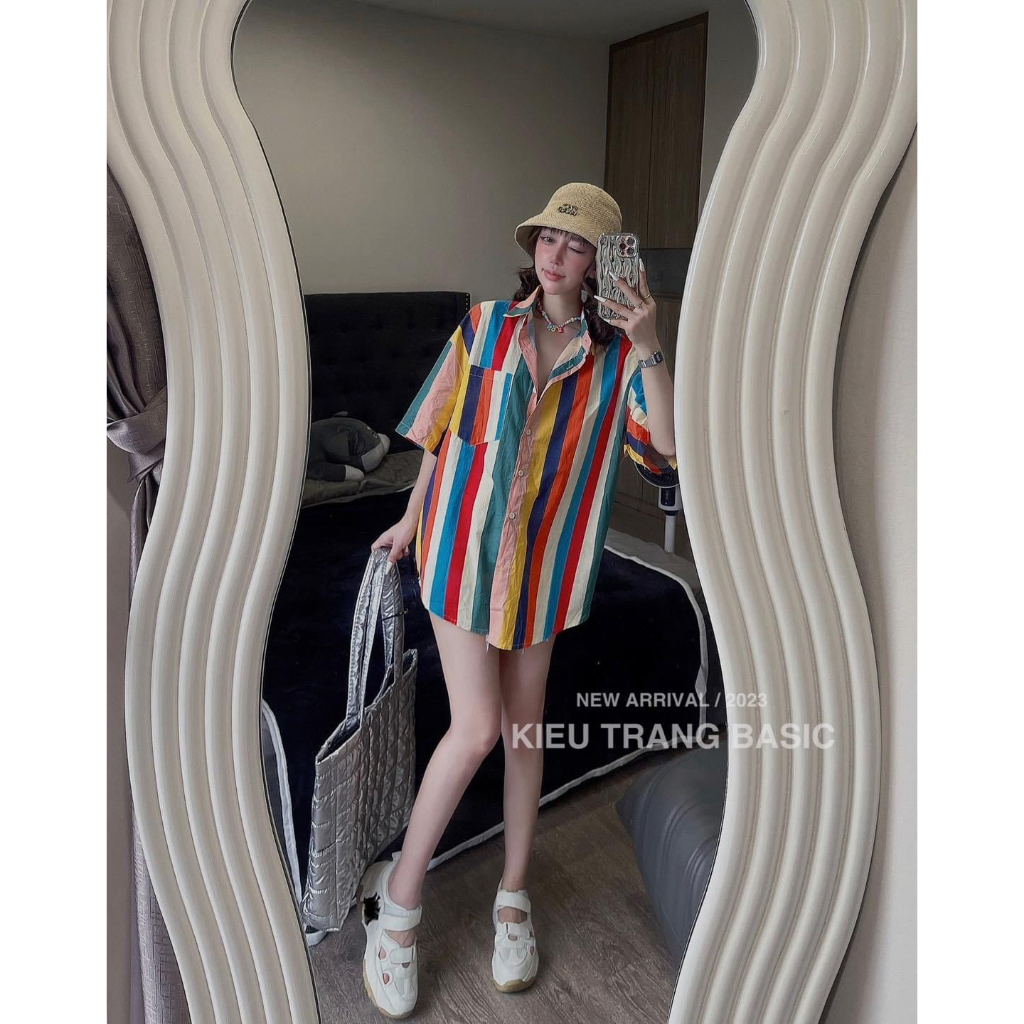 Áo sơ mi hoạ tiết hình sắc màu siu hot HN66