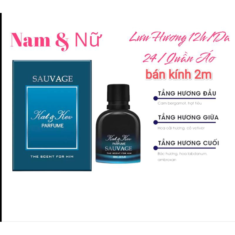 nước hoa tinh dầu sauvage 60ml kat&kev lưu hương 12h -24h