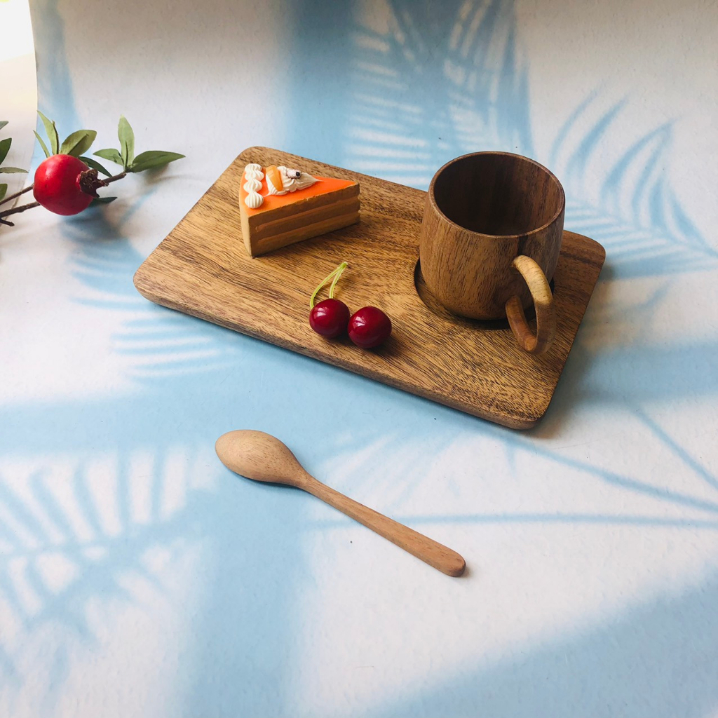Khay Khay Gỗ Keo 25x15 cm, Khay Đựng Trà Bánh,Decor Chụp Ảnh, Phụ Kiện Bàn Ăn, Nhà Hàng Của Craft Close