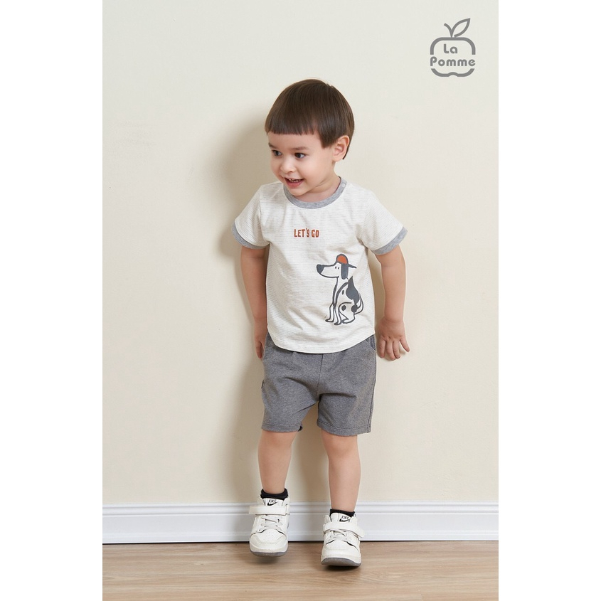 Bộ quần áo cộc tay mùa hè cho bé gái LA POMME Chú chó đốm 12016