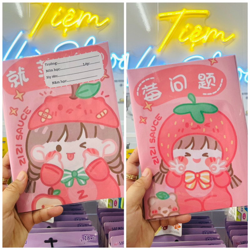 MẪU 1 - BAO TẬP KHỔ NHỎ 16cm*21cm -   BÌA BAO TẬP A5 CÓ SẴN GIẤY KÍNH MẪU DỄ THƯƠNG - BÌA BAO TẬP CUTE