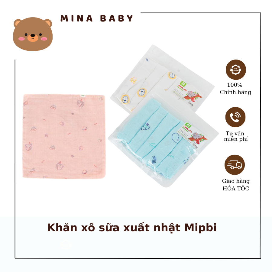 Khăn xô sữa xuấ nhật mipbi cho bé