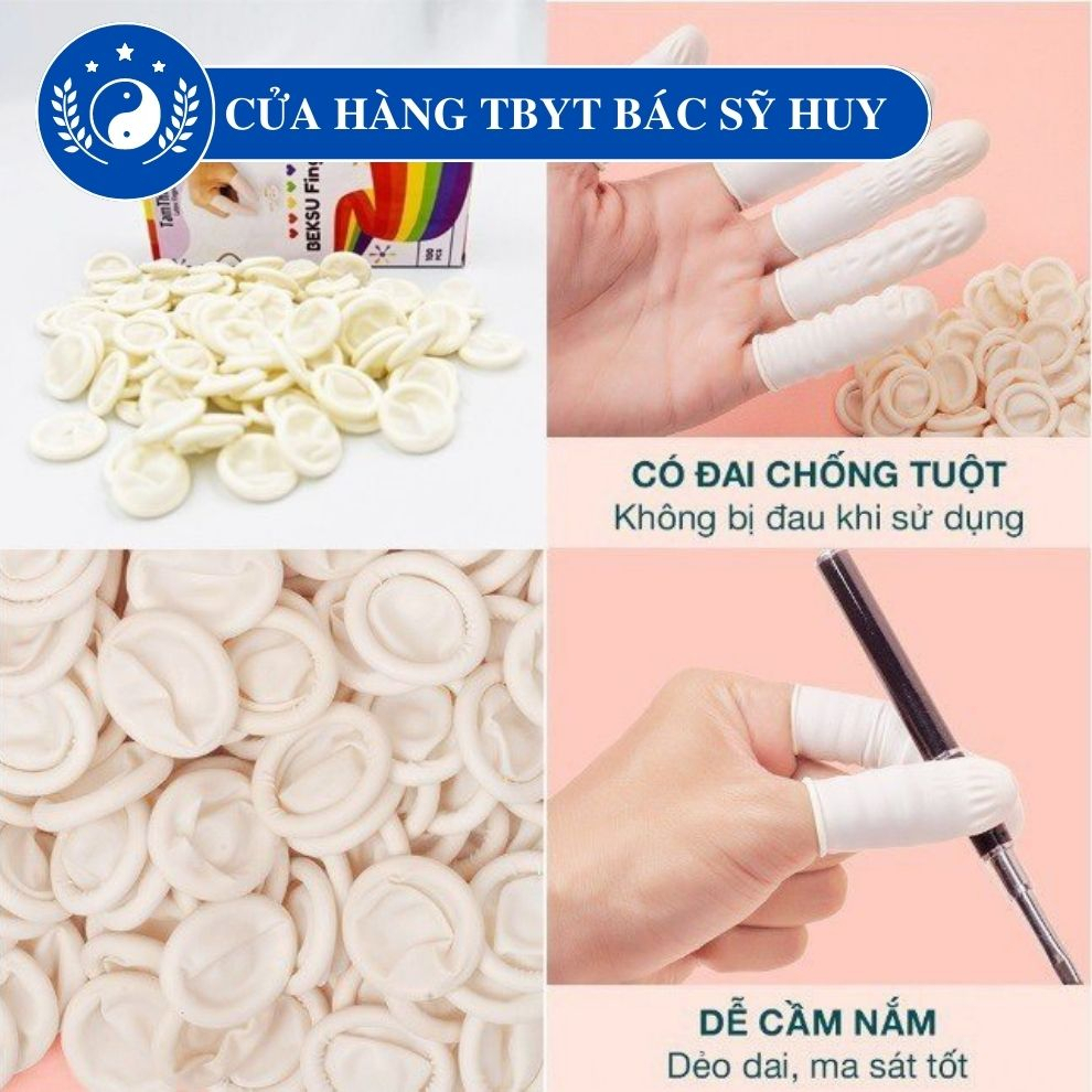 Bao ngón tay cao su Beksu Tâm Thiện Chí Hộp 100 cái