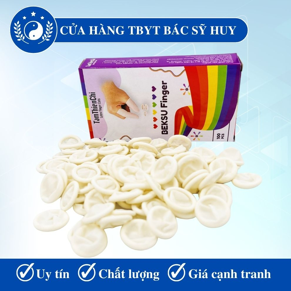 Bao ngón tay cao su Beksu Tâm Thiện Chí Hộp 100 cái