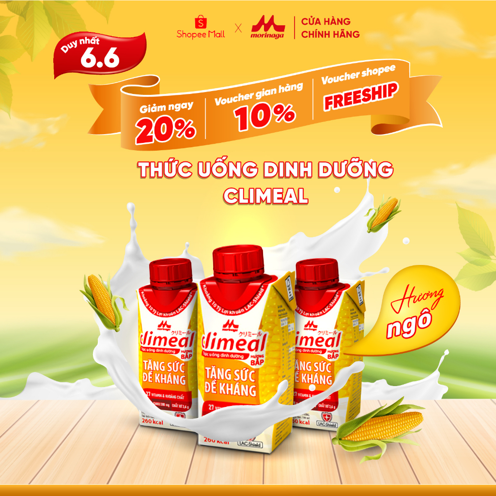 Vỉ 3 hộp 190ml Thức uống dinh dưỡng Climeal - Hương ngô