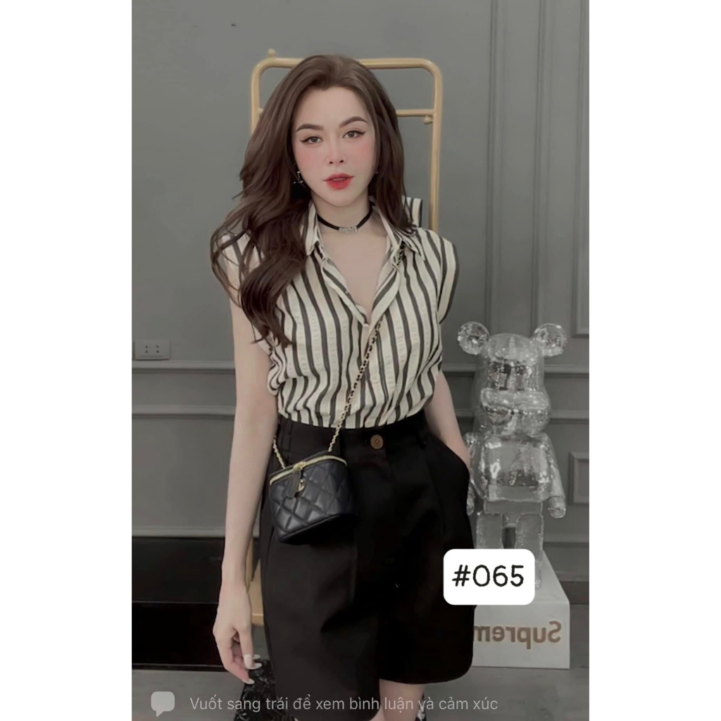 Áo sơ mi đen tay hến