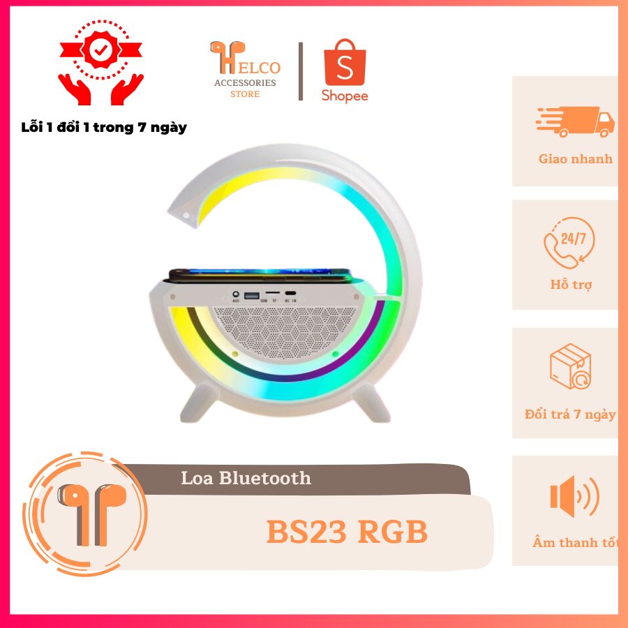 Loa bluetooth chữ G 256 chế độ led RGB tích hợp sạc điện thoại không dây siêu tiện lợi, decor đèn ngủ | BigBuy360 - bigbuy360.vn