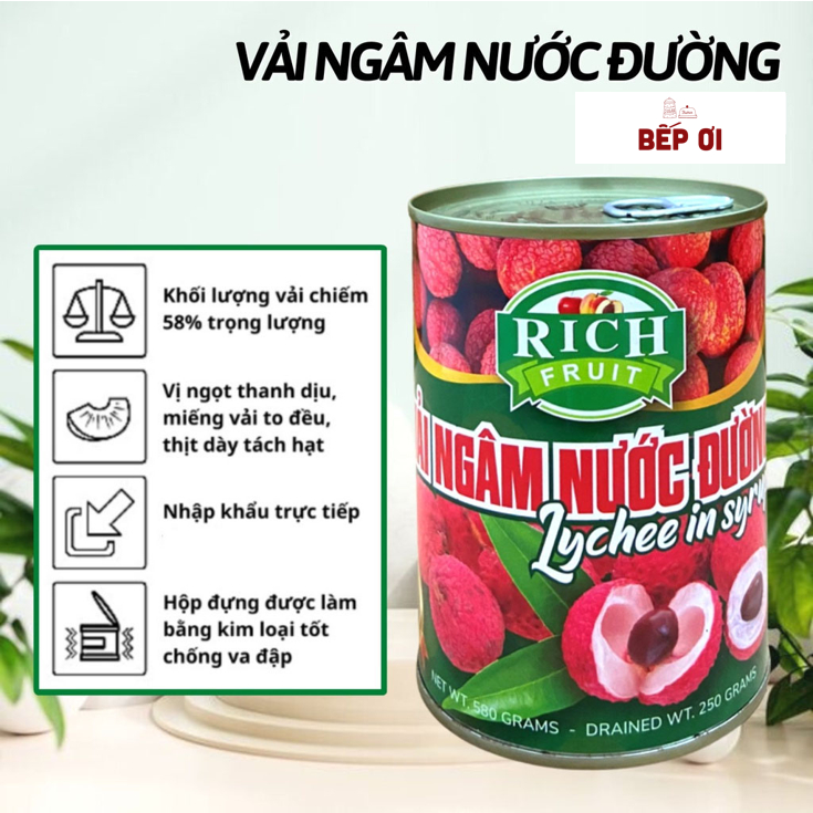 Vải Ngâm Nước Đường hiệu Rich