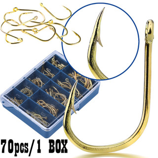 Sougayilang 70 Cái Móc Câu Có Hộp Móc Câu Màu Vàng Có Hộp Móc Câu Kim Loại Gear lưỡi câu