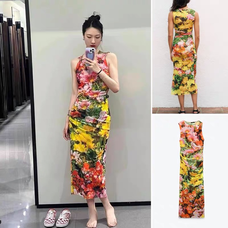 Đầm hoa body nhúng eo