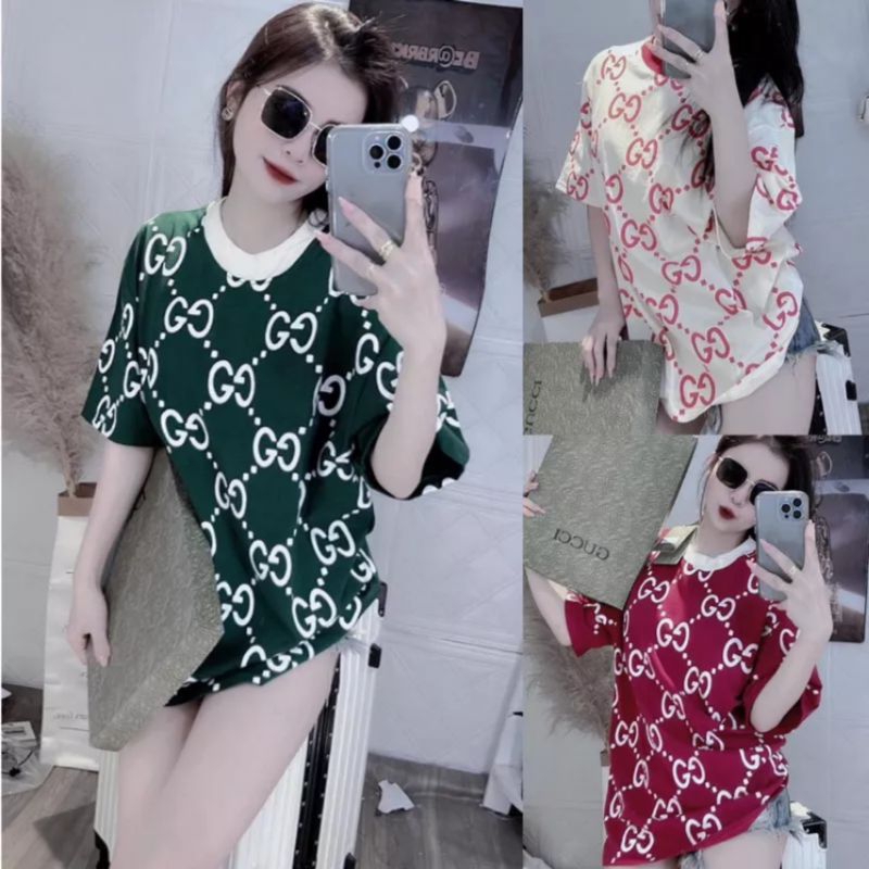 Áo phông rộng tay lỡ GG phối viền cổ đẹp ( ảnh sàn tự chụp )