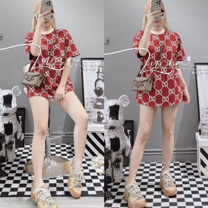 Áo phông rộng tay lỡ GG phối viền cổ đẹp ( ảnh sàn tự chụp )