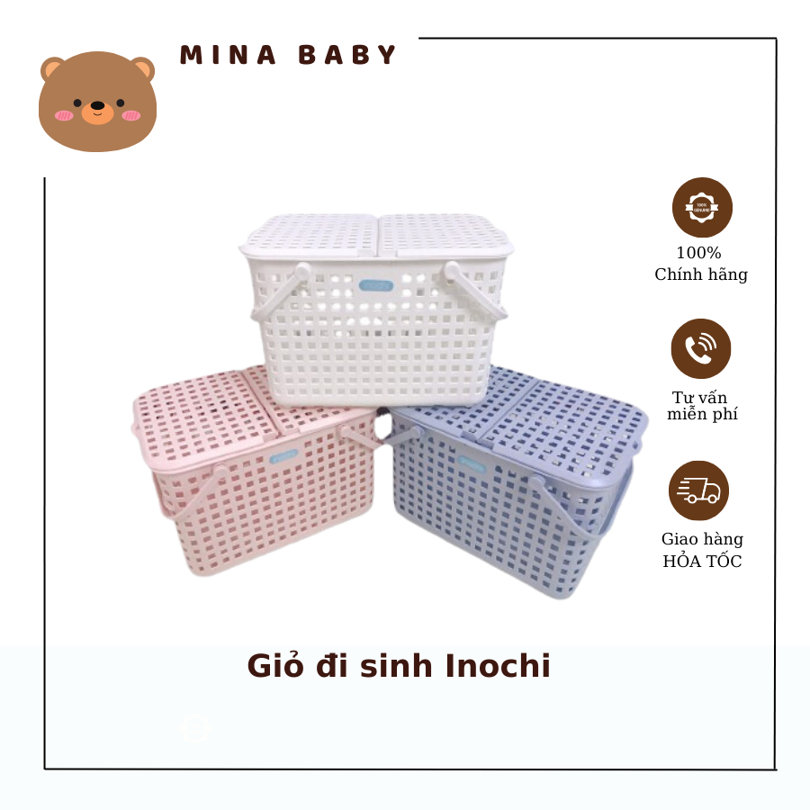 Làn nhựa, giỏ nhựa đi sinh Inochi - Đựng đồ dùng cho mẹ và bé đa năng - Chất liệu nhựa an toàn, tiện lợi
