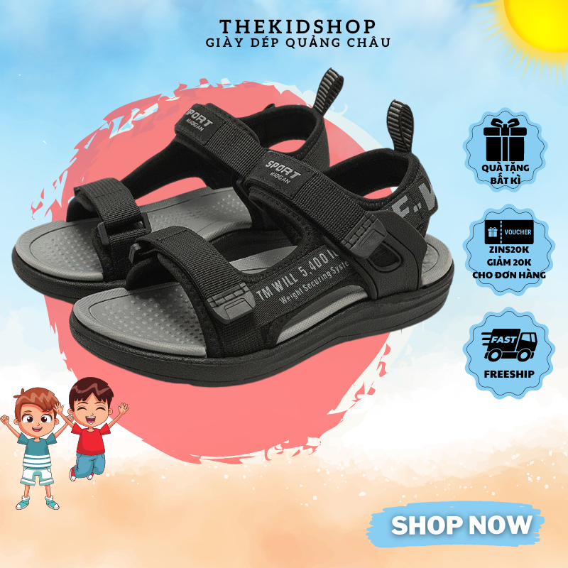 Dép Sandal Cho Bé Trai Bé Gái Đế Xốp Eva Siêu Nhẹ, Siêu Êm, Quai Lưới Thoáng Khí SD55 Cho Bé 4-15 Tuổi