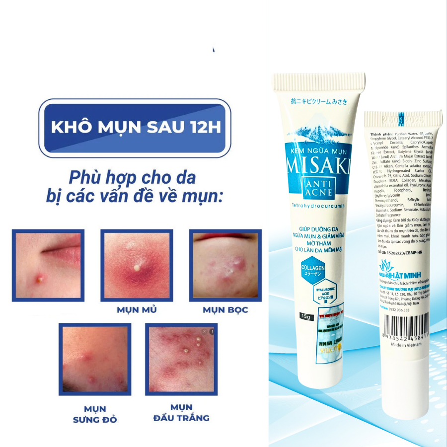 Kem mụn MISAKI collagen giảm mụn, ngừa thâm, mờ sẹo  - Phù hợp mọi loại da - 15g - Uy Phát Pharma
