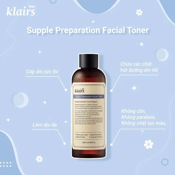 Toner Klairs Có Mùi + Không Mùi Moon21 Cho Da Nhạy Cảm, Nước hoa hồng Klairs Supple Preparation Toner