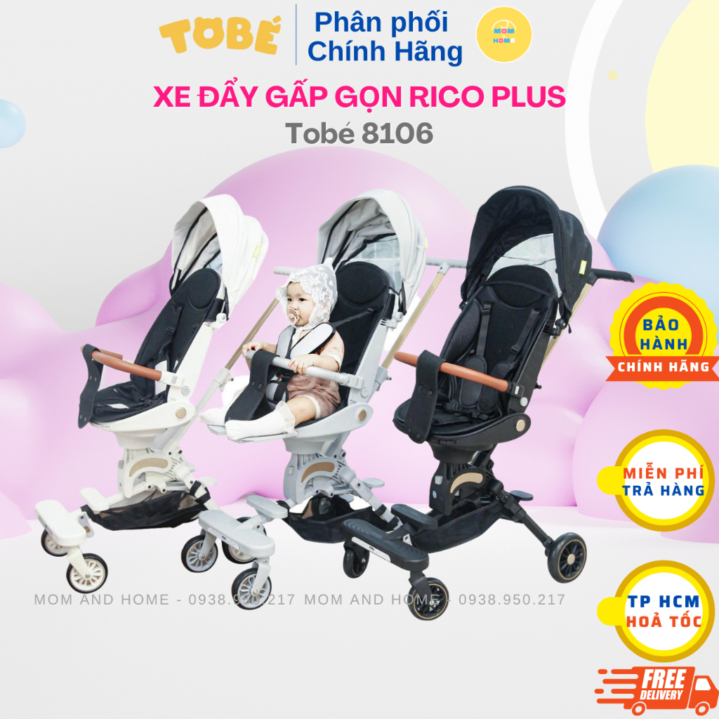 Xe Đẩy Cho Bé Gấp Gọn Và Đảo Chiều RICO PLUS TOBÉ Kèm Bàn Ăn, Mái Che, Ghế Ngồi Có Chế Độ Ngả Lưng (Bé Từ 3 Tháng Tuổi)