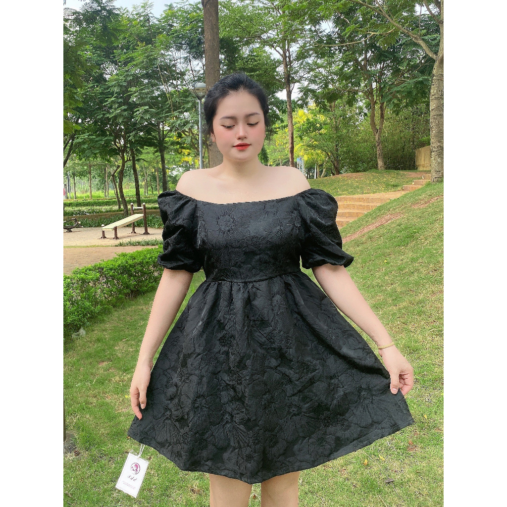 Váy BIGSIZE cộc tay dáng ngắn thắt nơ sau M8258 55-95KG