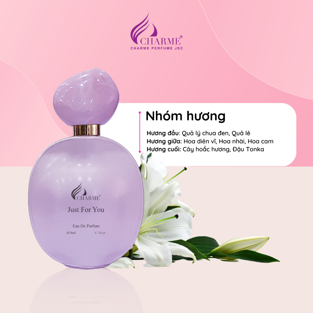 Nước hoa nữ thơm lâu, Charme Just For You, lãng mạn, đáng yêu cho những nàng vui tính chai 50ml