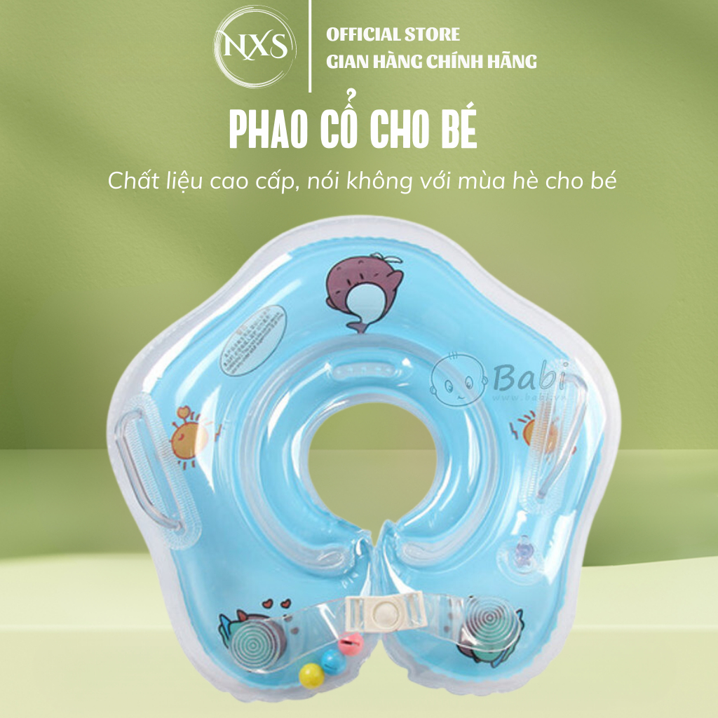 Phao bơi đỡ cổ cho bé từ 2 tháng tuổi, nhựa PVC an toàn, hỗ trợ vận động cho bé
