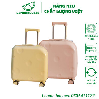 Vali du lịch size 18, 20 vuông dễ thương khóa bảo mật an toàn