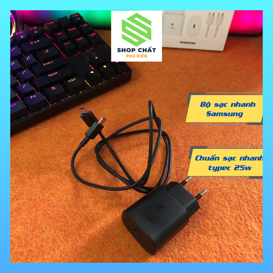 Bộ sạc nhanh samsung 25w , bộ sạc 25W zin samsung gồm 1 cóc chuẩn, 1 cáp 2 đầu typec PHỤ KIỆN SHOP CHẤT