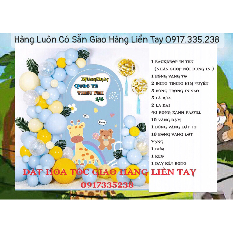 Set Bóng Kèm Backrop Thiết Kế Tên Hàn Quốc tặng bơm keo