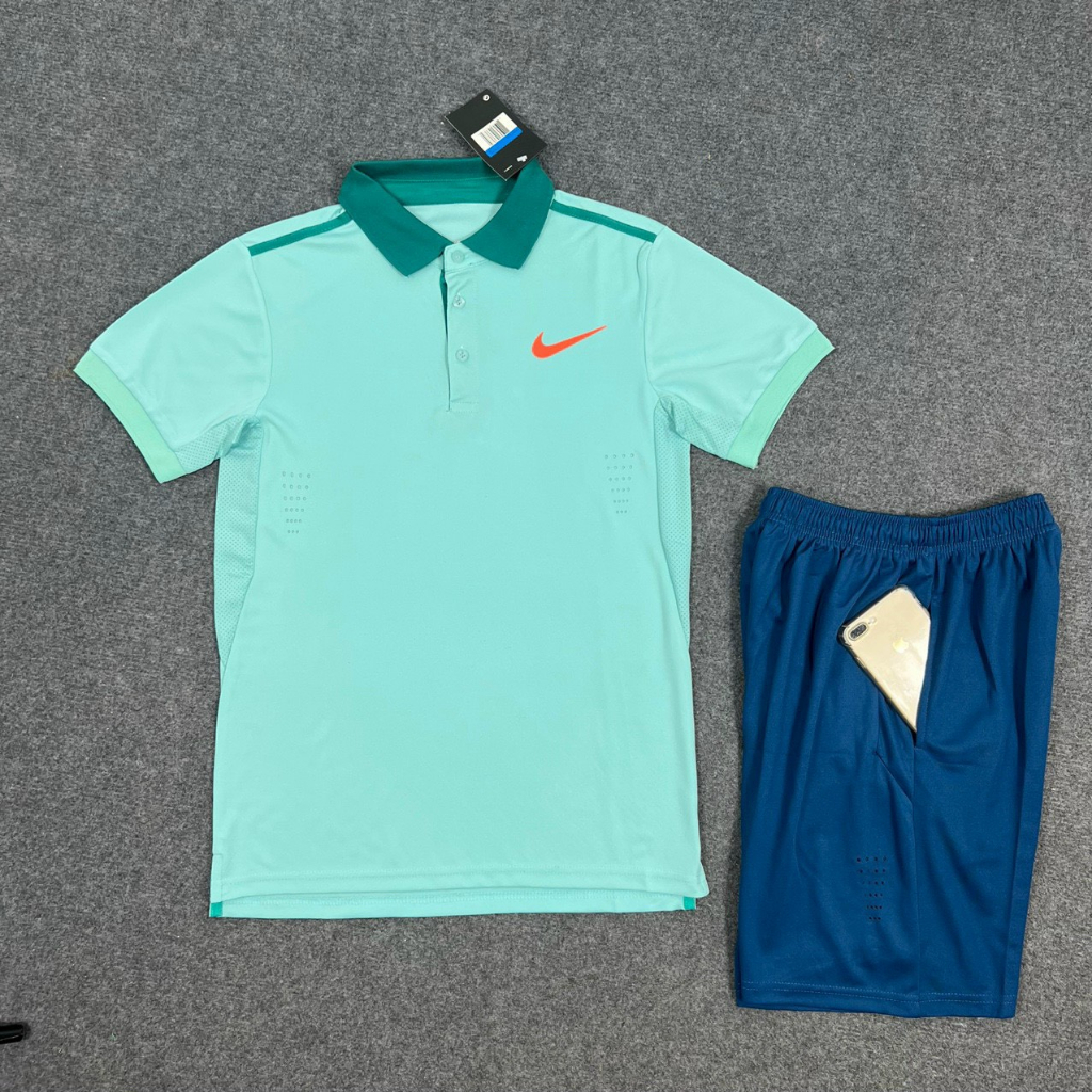 Bộ thể thao nam, Đồ bộ thể thao nam, áo tennis, áo cầu lông Xanh Ngọc - Chất vải Thái cao cấp, thấm hút tốt