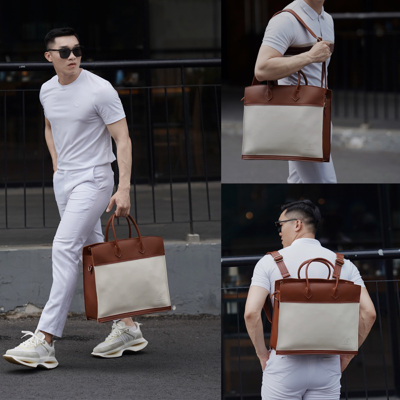 Tote/balo da đa năng thiết kế may thủ công 𝗛𝗼𝗿𝗶𝘇𝗼𝗻𝘁𝗮𝗹 𝘁𝗼𝘁𝗲𝗯𝗮𝗰𝗸𝗽𝗮𝗰𝗸 𝗯𝘆 𝗞𝗵𝗼̂𝗶 𝘀𝘁𝗼𝗿𝗲 size lap 16-17inch