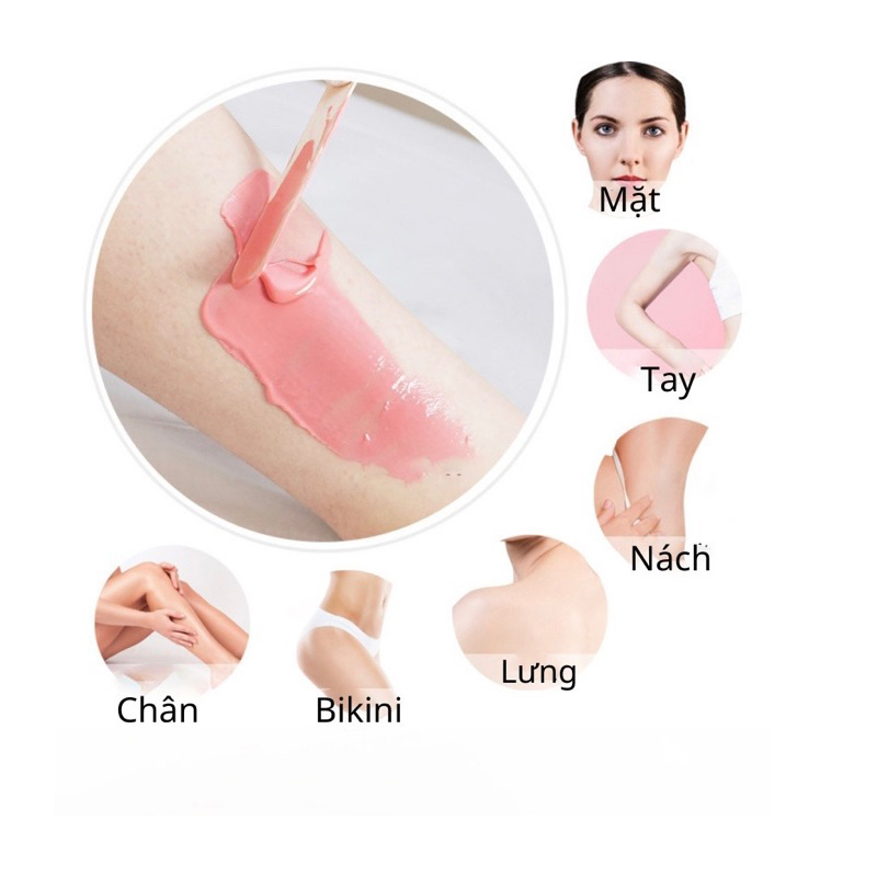 Hũ 300g sáp wax lông sữa dừa cao cấp, kèm que phết wax các vùng lông nách bikini dùng cho da nhạy cảm lyihome
