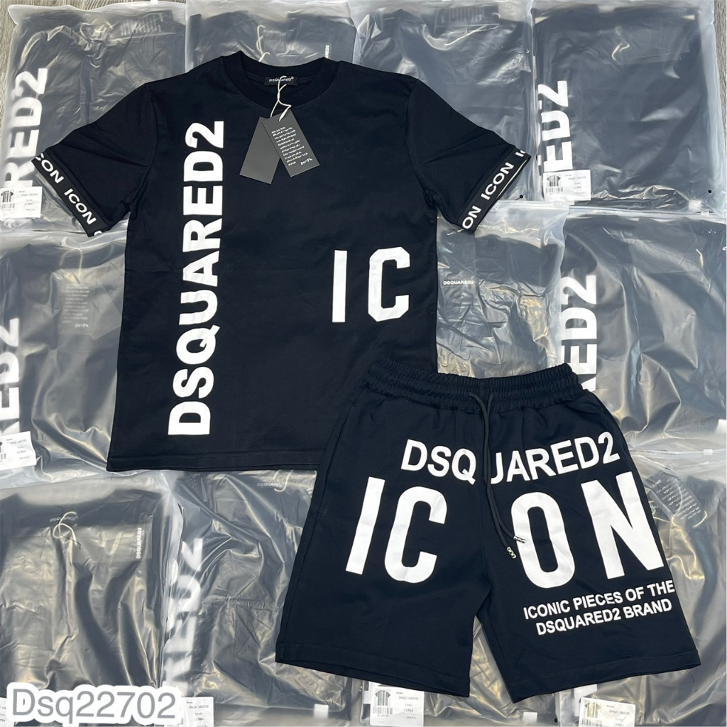 Bộ Quần Áo Nam DSQ I.CON Chữ Dọc Chất Cotton Lạnh Thám Hút Mồ Hôi