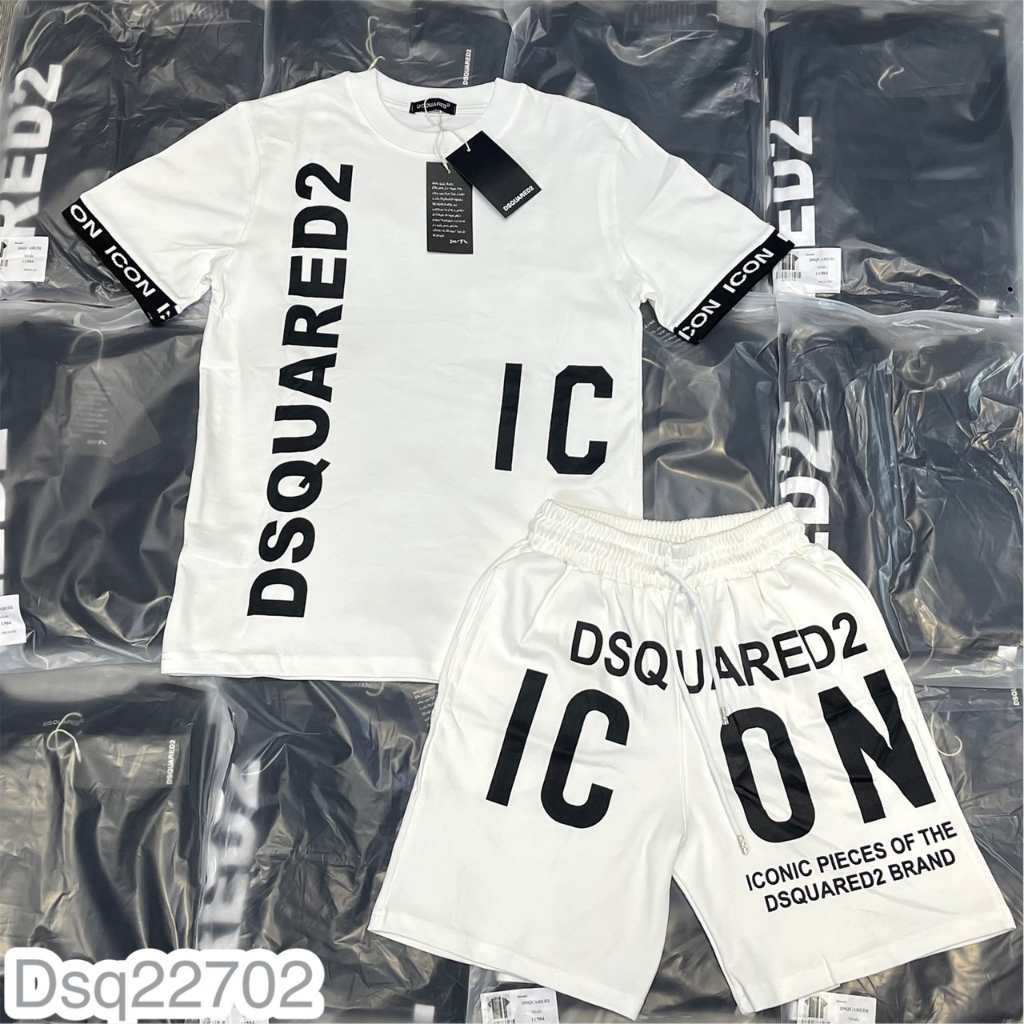 Bộ Quần Áo Nam DSQ I.CON Chữ Dọc Chất Cotton Lạnh Thám Hút Mồ Hôi