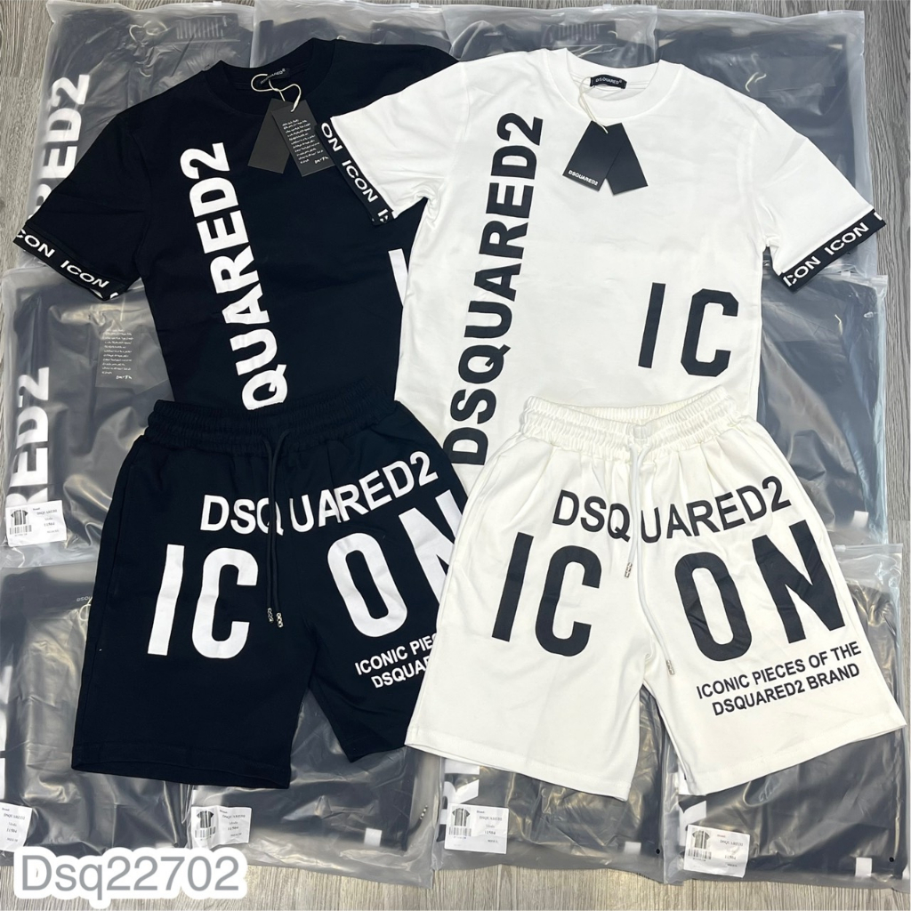 Bộ Quần Áo Nam DSQ I.CON Chữ Dọc Chất Cotton Lạnh Thám Hút Mồ Hôi