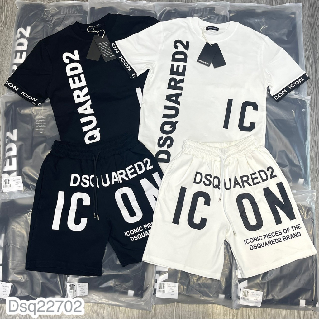 Bộ Quần Áo Nam DSQ I.CON Chữ Dọc Chất Cotton Lạnh Thám Hút Mồ Hôi