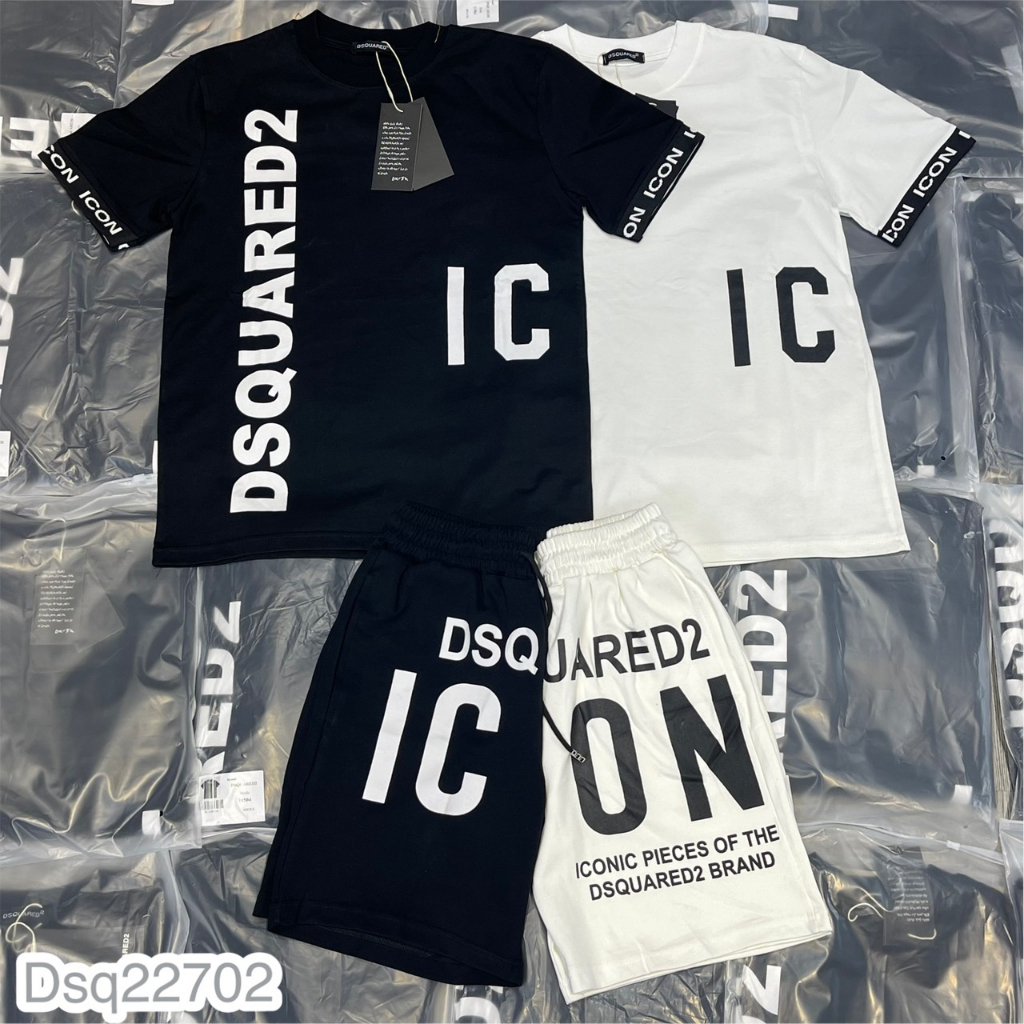 Bộ Quần Áo Nam DSQ I.CON Chữ Dọc Chất Cotton Lạnh Thám Hút Mồ Hôi