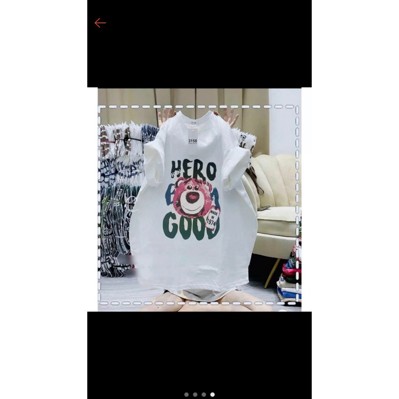 Áo thun chất cotton su form rộng tay lỡ - gấu hero
