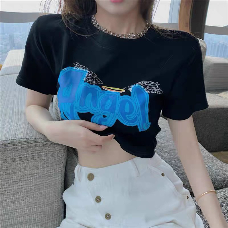 [RẺ NHẤT] Áo croptop tay Ngắn In Chữ Angel Siêu Xinh Chất Borzip đẹpA