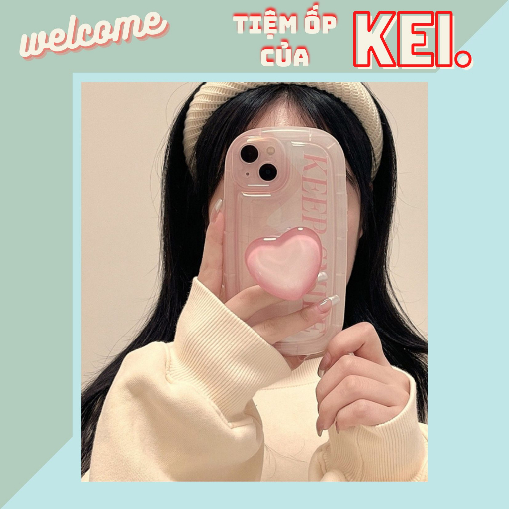 Ốp lưng bánh mì trong phủ bóng kèm popsocket tim siêu xinh dành cho nhiều dòng máy của iphone/samsung/oppo/realme/xiaomi