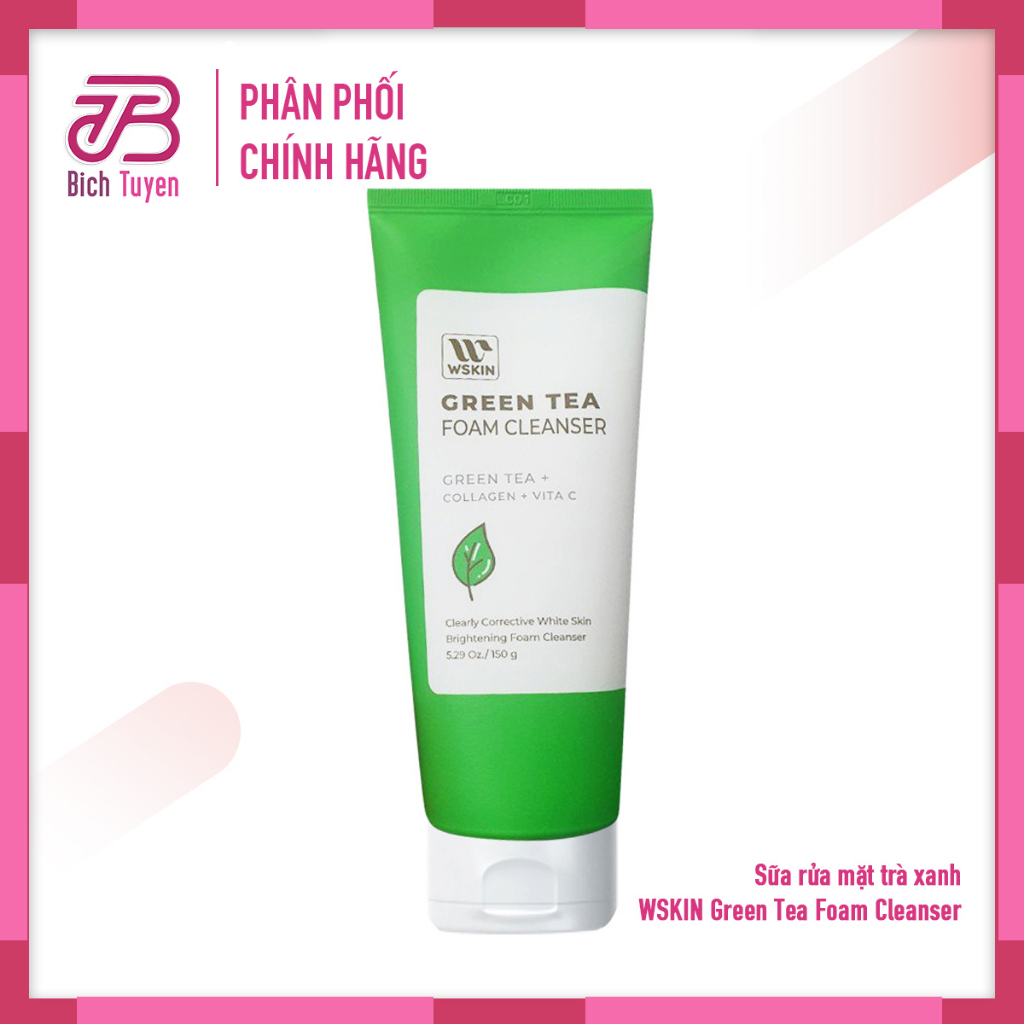Sữa rửa mặt trà xanh WSKIN Green Tea Foam Cleanser 150g BT Cosmetic