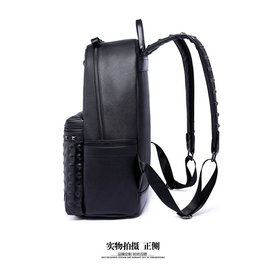 Balô Nam Nữ Unisex Phối Đinh Tán Chất Da PU Lì Cao Cấp Chống Nước